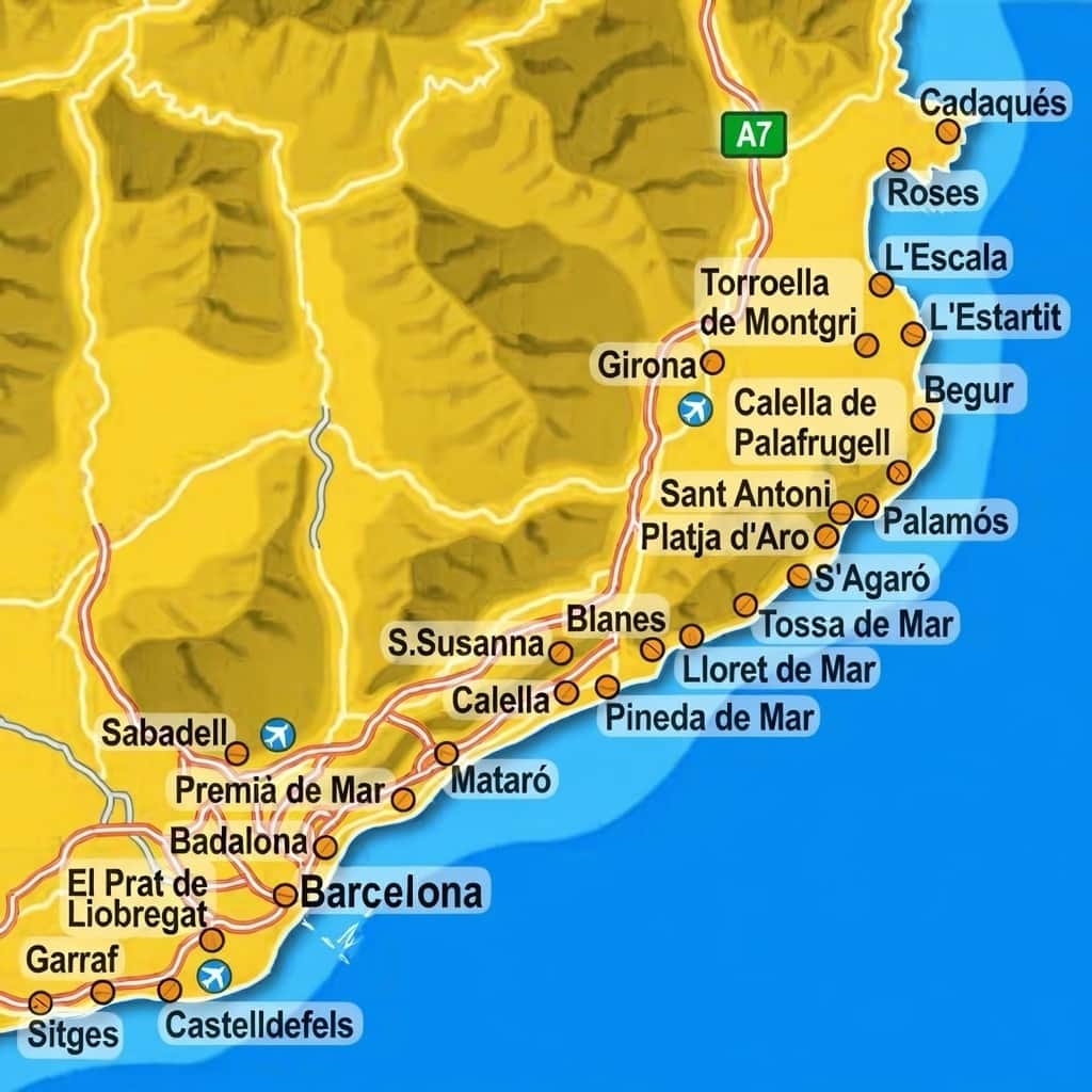 Map Costa Brava Spain